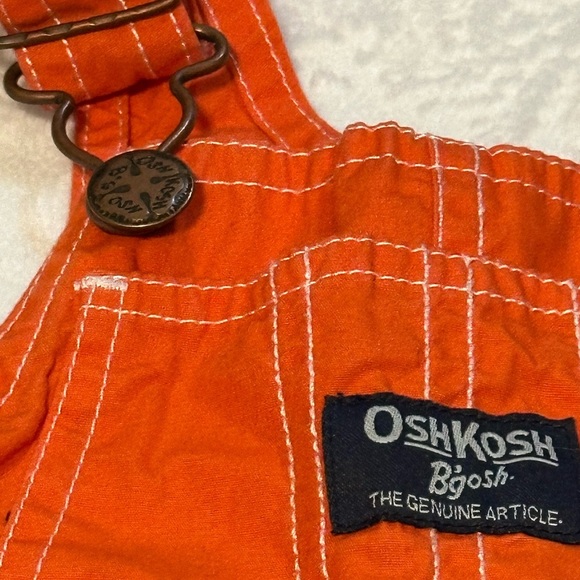 Vintage OshKosh B'gosh Solid Orange Shortalls Vestpak Unisex Size 12 Months - Picture 4 of 8
